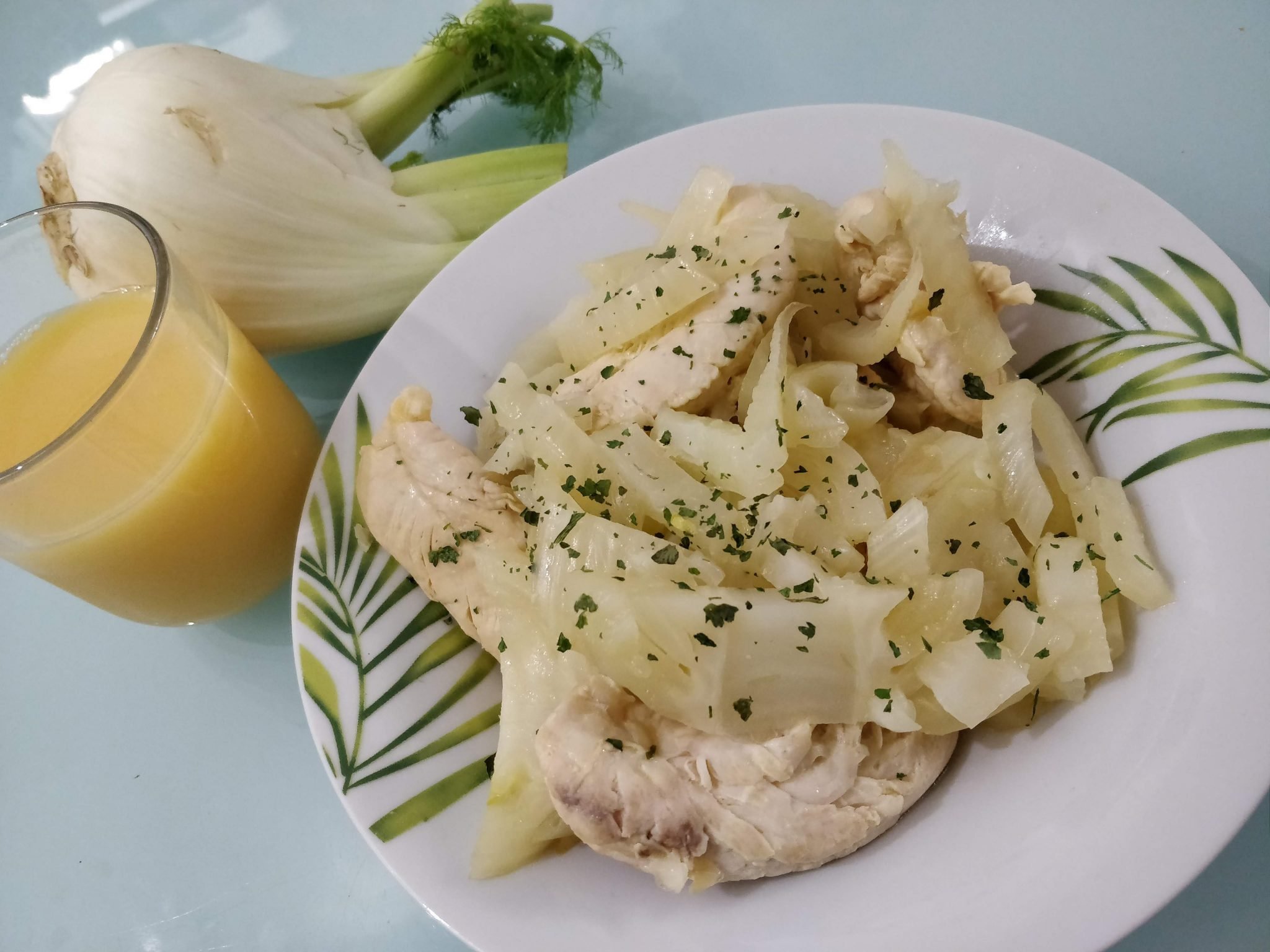 Poulet et fenouil au jus d'oranges