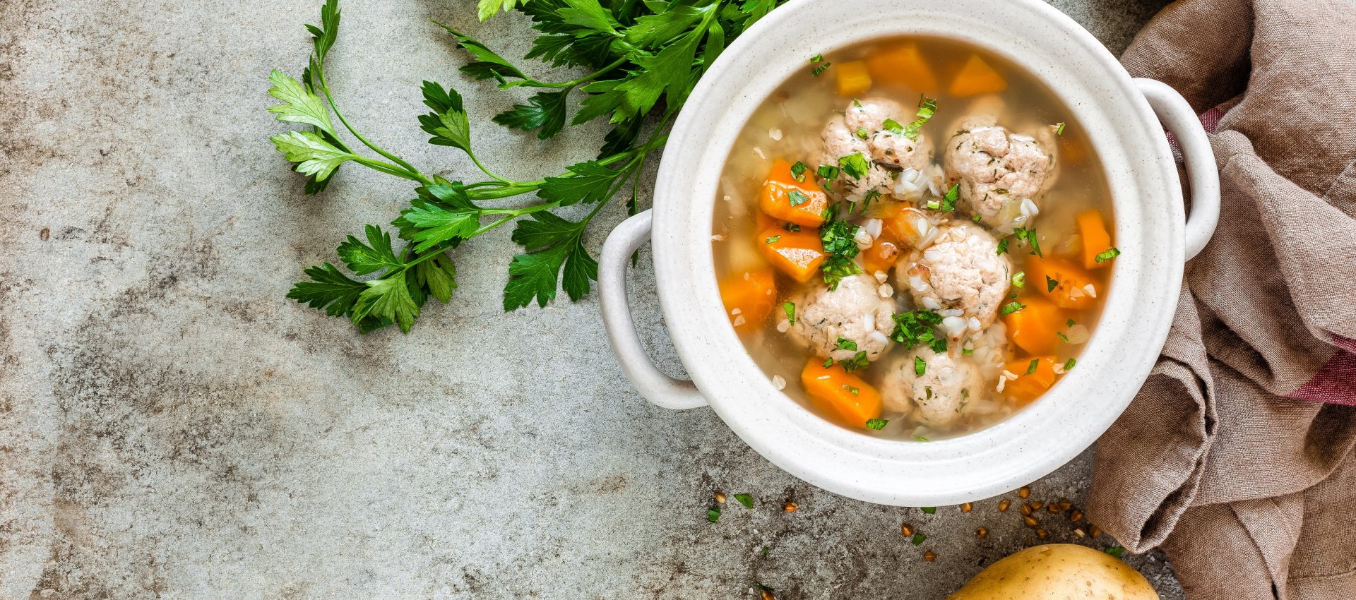 Soupe sarrasin et boulettes de viande au cookeo