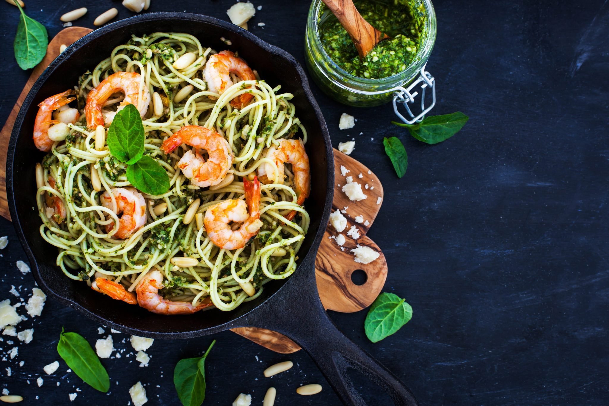 Spaghetti aux crevettes sauce pesto au cookeo
