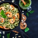 Spaghetti aux crevettes sauce pesto au multicuiseur Moulinex