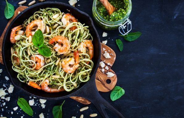 Spaghetti aux crevettes sauce pesto au cookeo