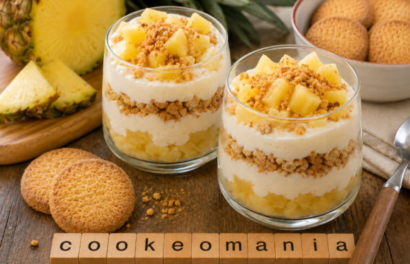 Verrines d’ananas fondant à la vanille et palets bretons