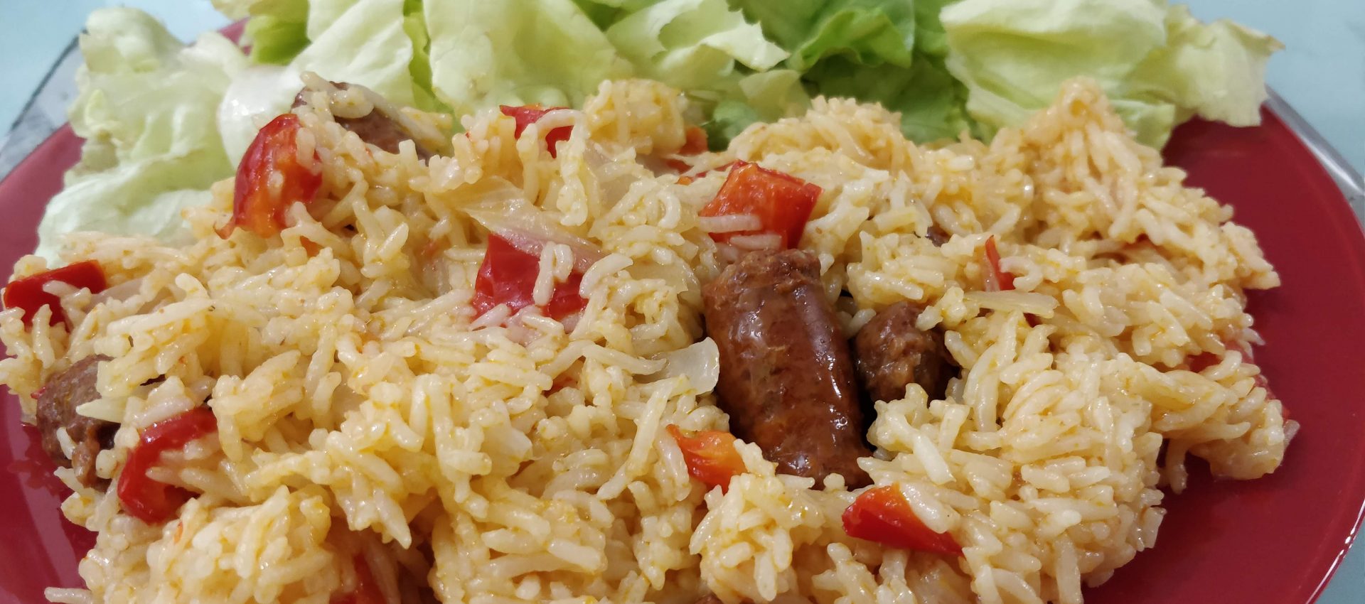 Riz et merguez, poivron simple au cookeo