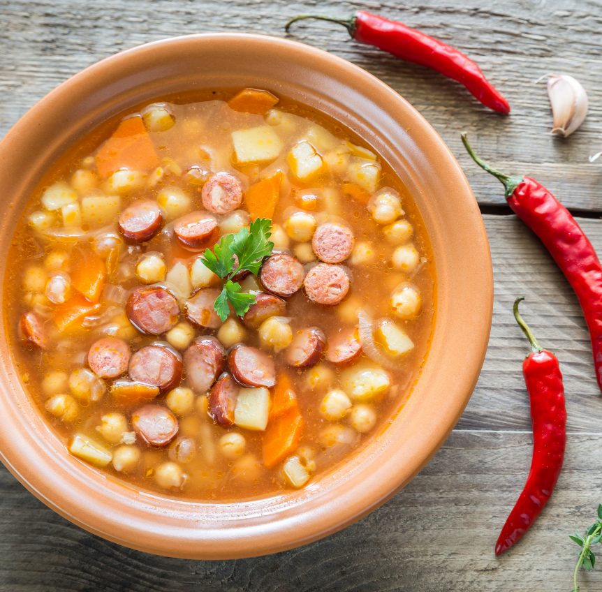 Soupe de pois chiches et saucisses fumées au cookeo - Cookeo Mania