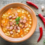 Soupe de pois chiches et saucisses fumées à l'autocuiseur Moulinex