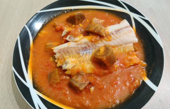 Cabillaud sur mijoté d'aubergines au cookeo