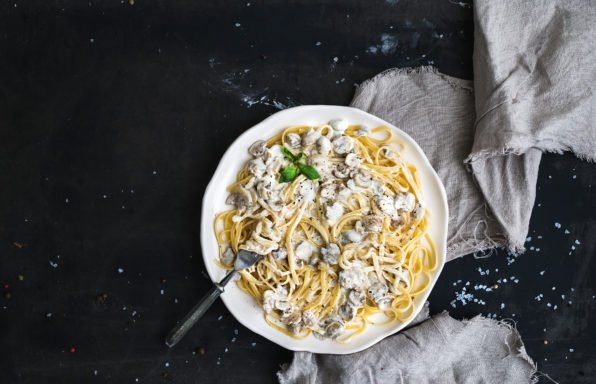 Spaghettis champignons et poulet à la crème parfumés au citron au cookeo