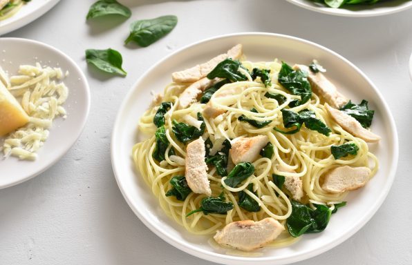 Spaghettis poulet et feuilles d'épinard au cookeo
