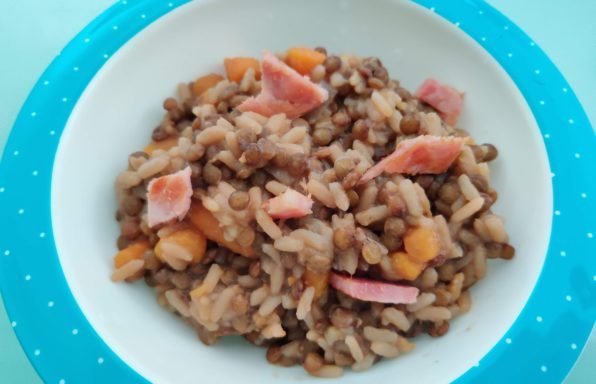 Lentilles, riz, jambon à griller au cookeo
