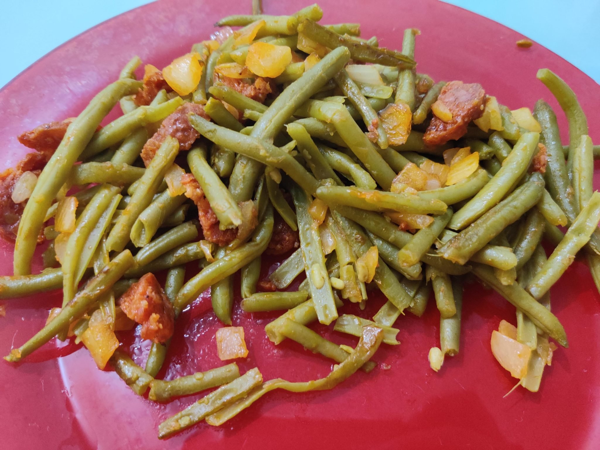 Haricots verts au chorizo au cookeo