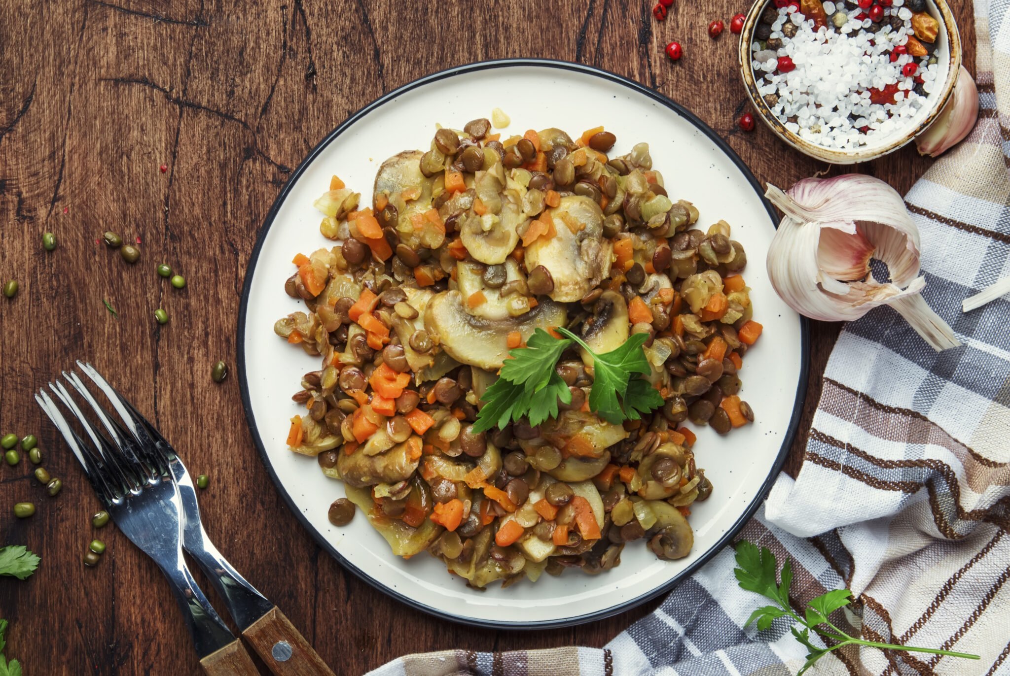 Lentilles aux champignons et carottes au cookeo