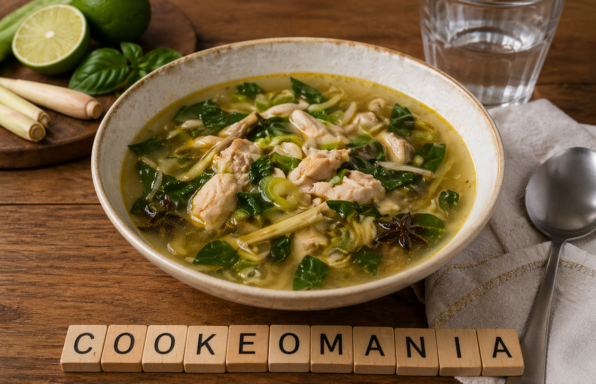 Soupe de poulet au basilic et citronnelle