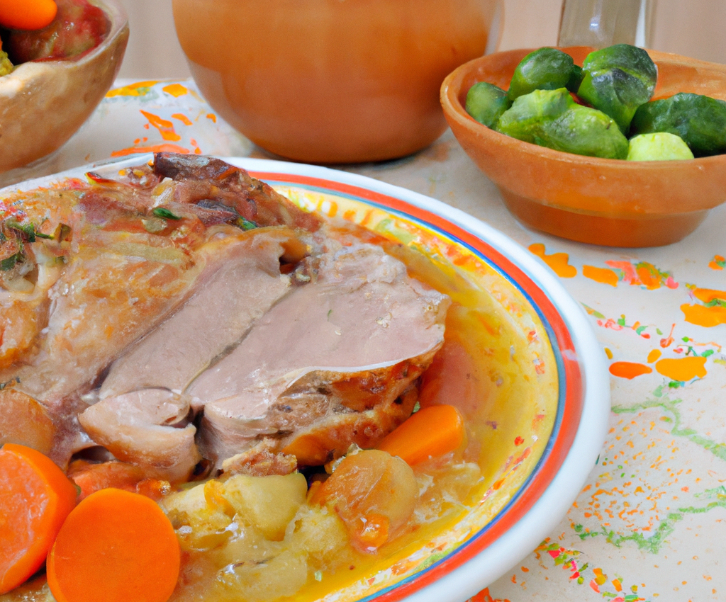 Rôti de porc et petits légumes de printemps au miel