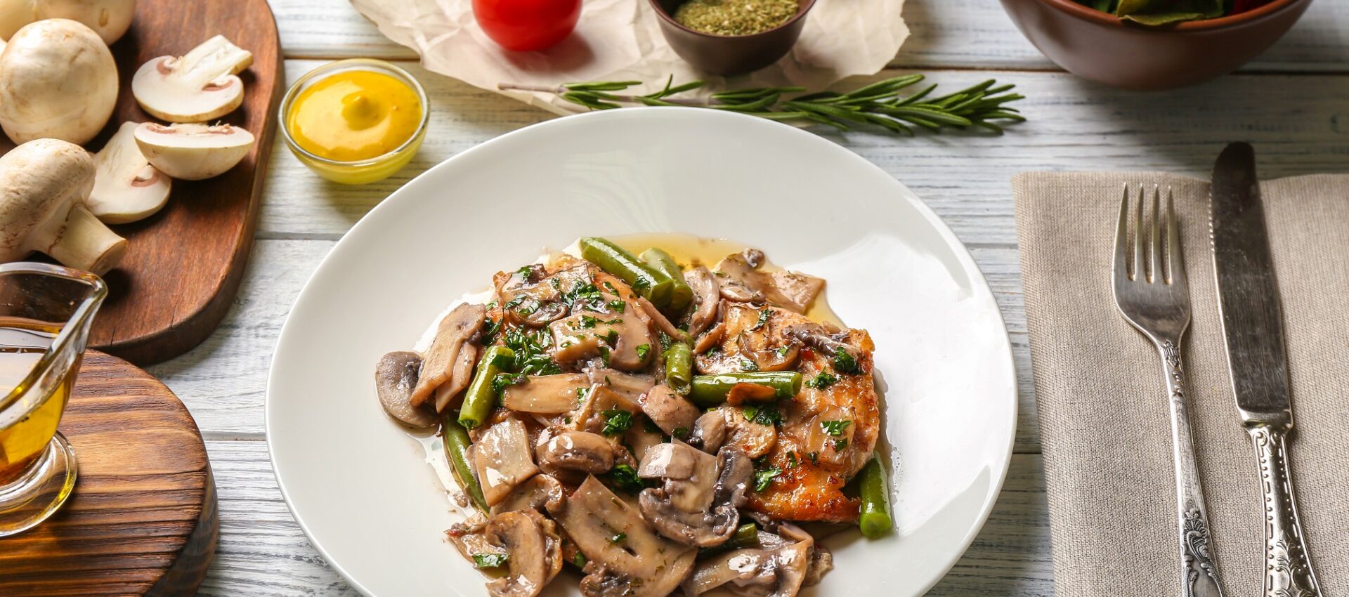 Poulet Marsala aux Haricots Verts et Champignons au cookeo