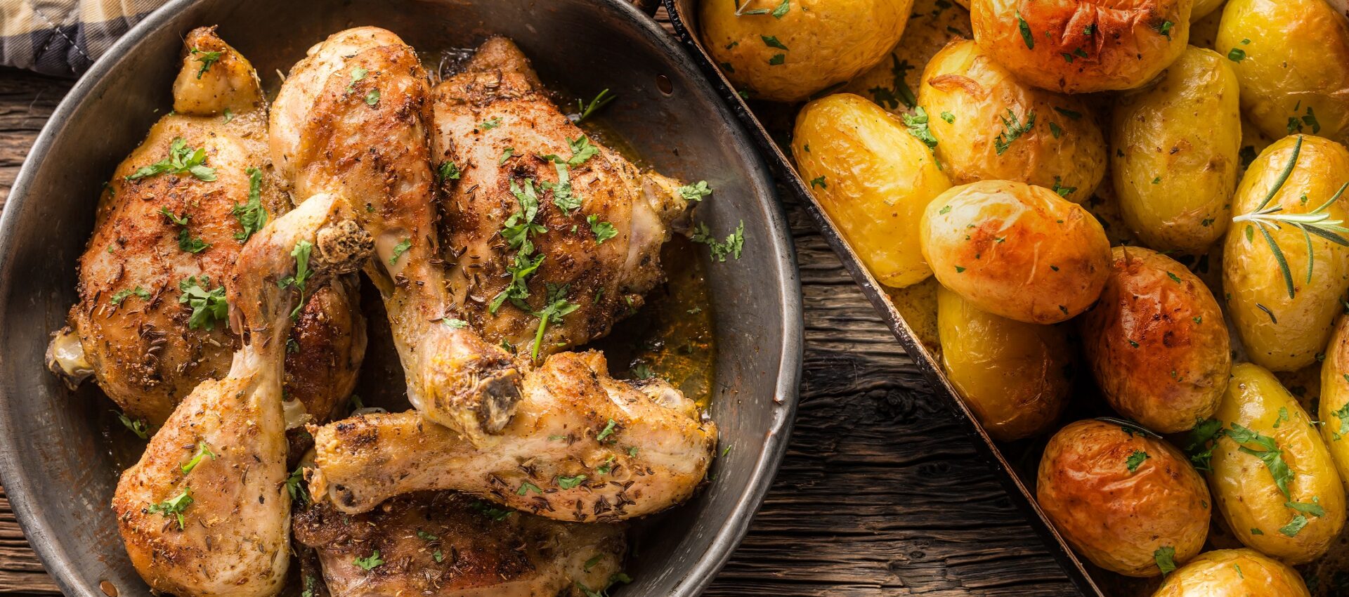 Poulet épicé et pommes de terre fondantes