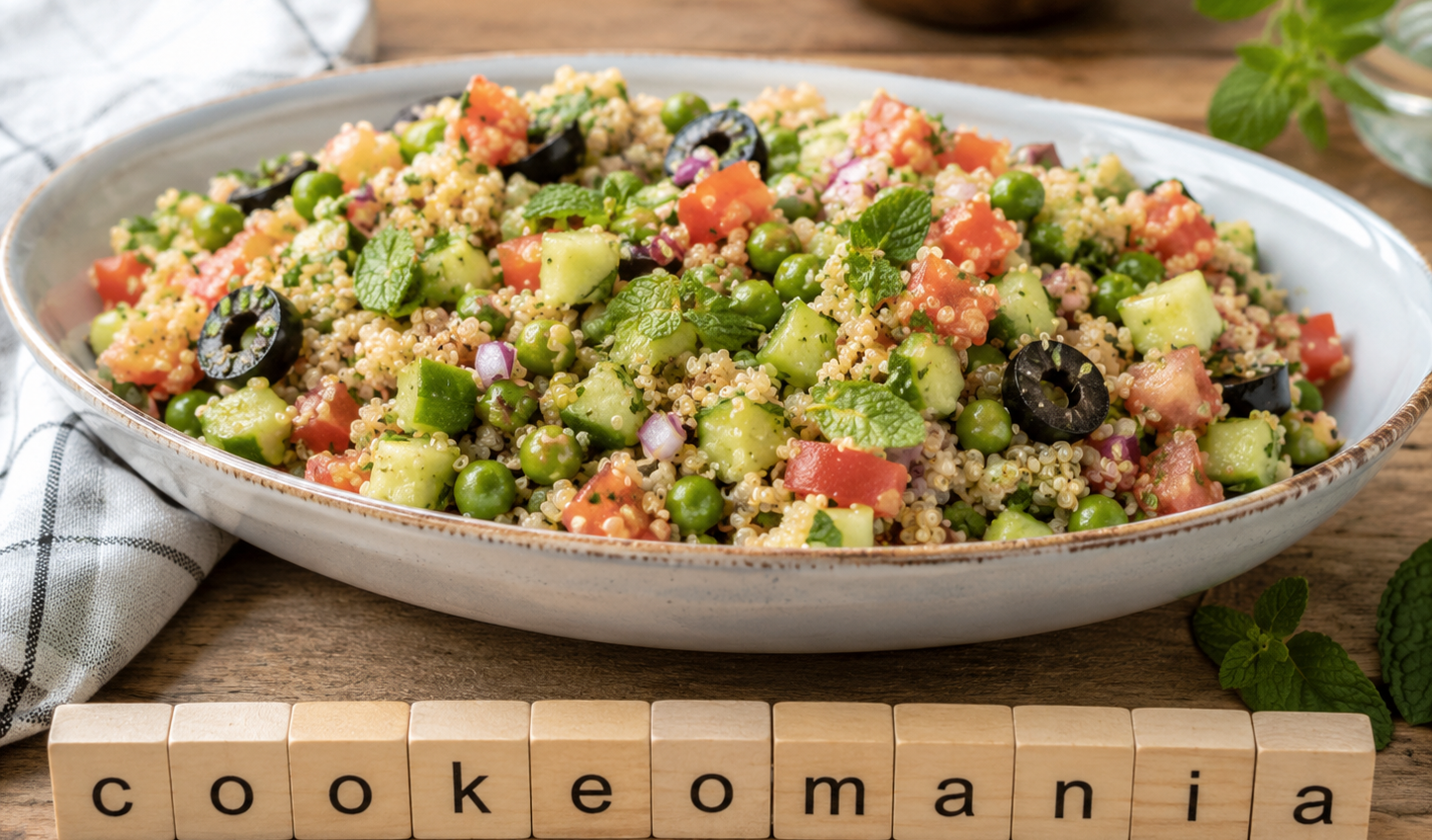Salade de quinoa et petits pois à la méditerranéenne