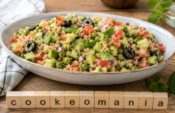 Salade de quinoa et petits pois à la méditerranéenne