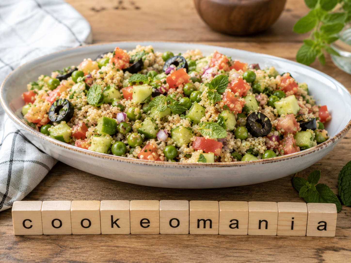 Salade de quinoa et petits pois à la méditerranéenne