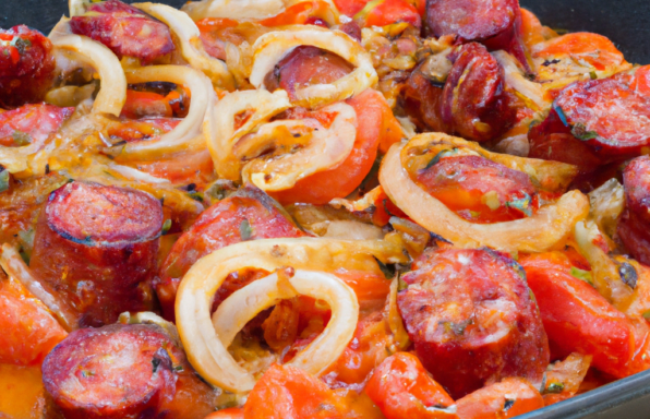 Chorizos grillés aux tomates et aux oignons à la façon espagnole