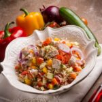 Salade de riz au poisson et légumes multicolores