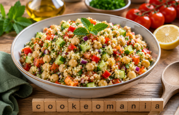 Salade de boulgour façon taboulé et pois chiches aux légumes croquants