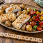 Cabillaud rôti à l’Extra Crisp, pommes de terre fondantes et légumes du soleil au cookéo