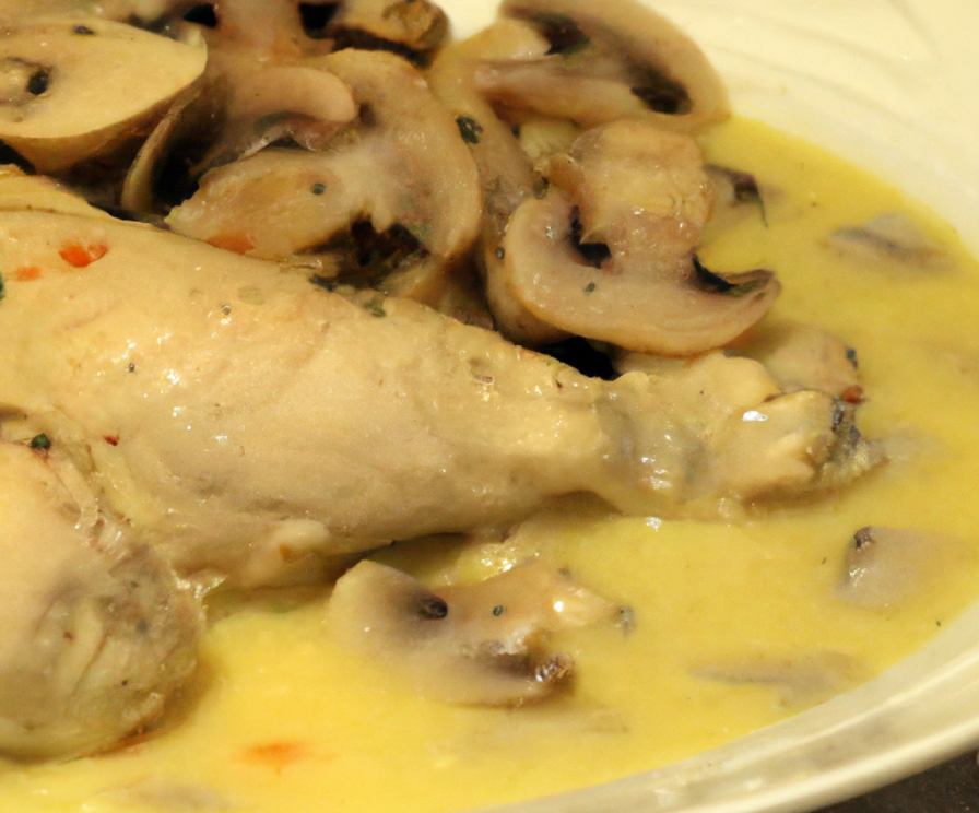 Cuisse de Poulet au Curry avec Champignons de Paris