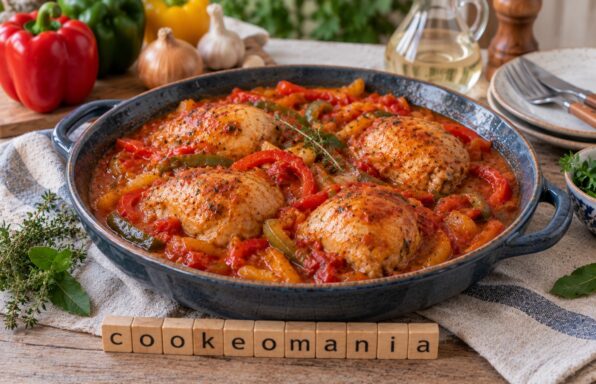 Poulet basquaise aux trois poivrons