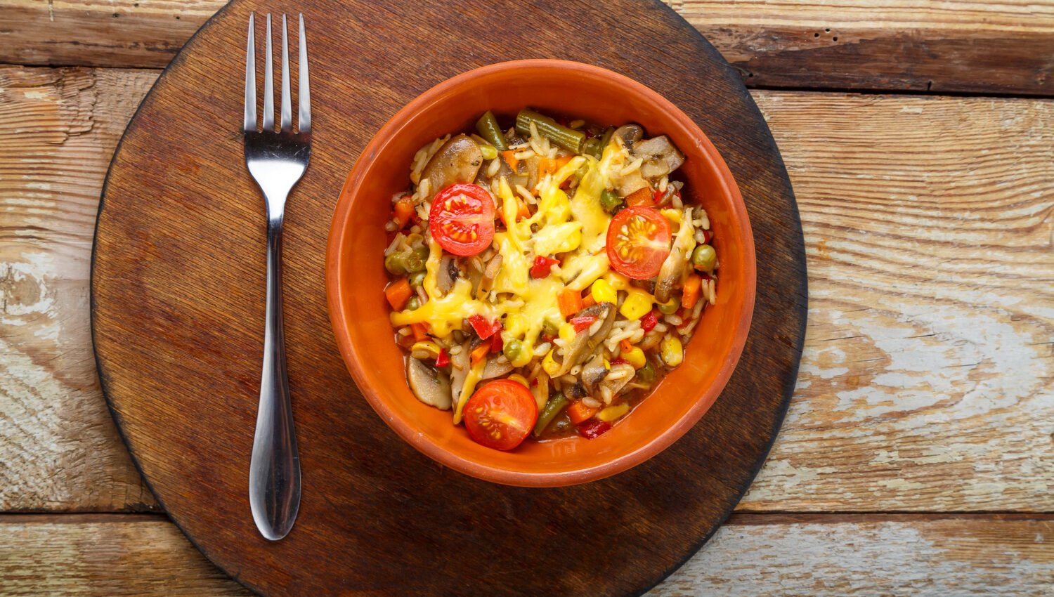 légumes et riz au cheddar, préparé au Cookeo
