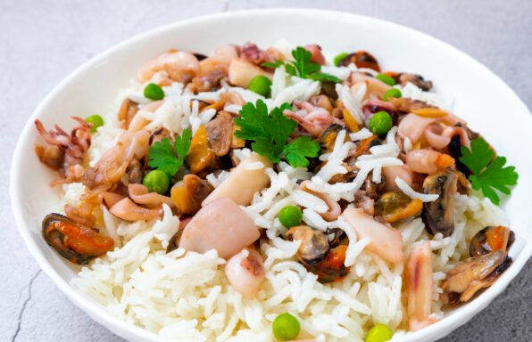 Risotto aux Fruits de Mer et Petits Pois, Cuit au Vin Blanc avec Cookeo