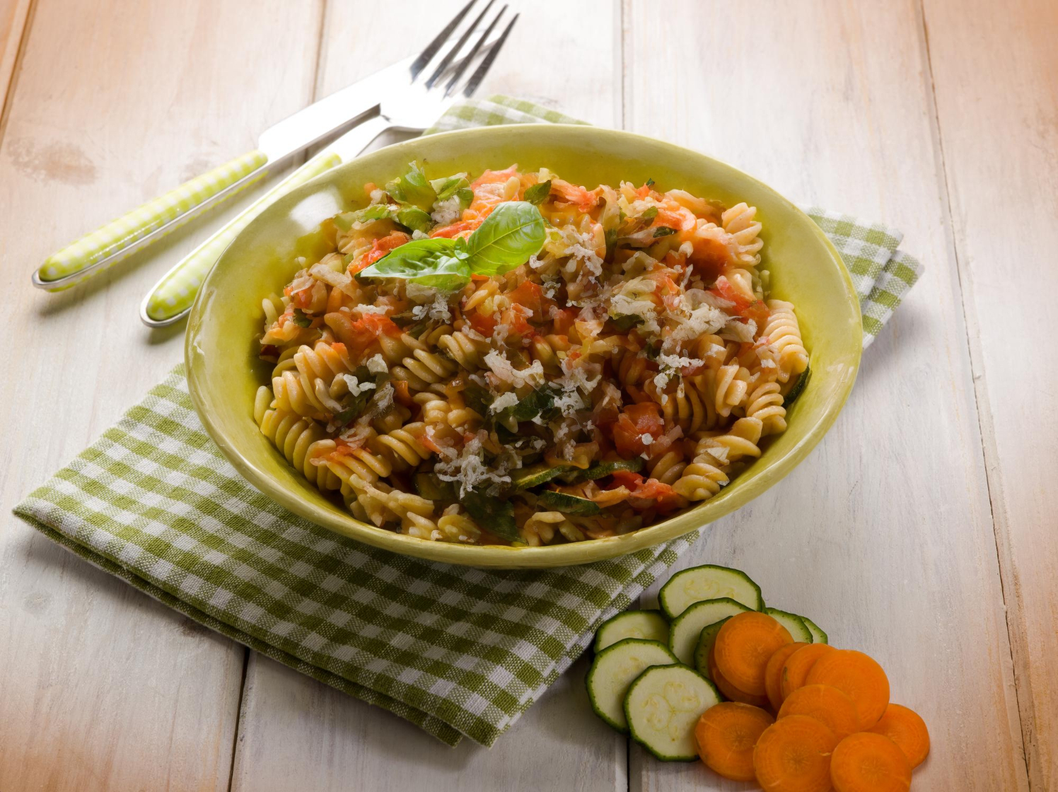 Fusilli au blé complet aux 3 légumes