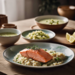 Pavé de Saumon avec son Riz au Coulis de Poireau au cookéo