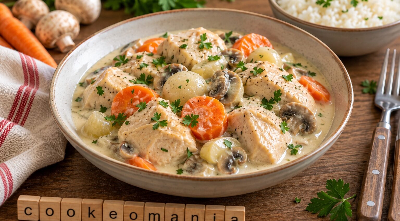 Blanquette de poulet aux carottes et champignons