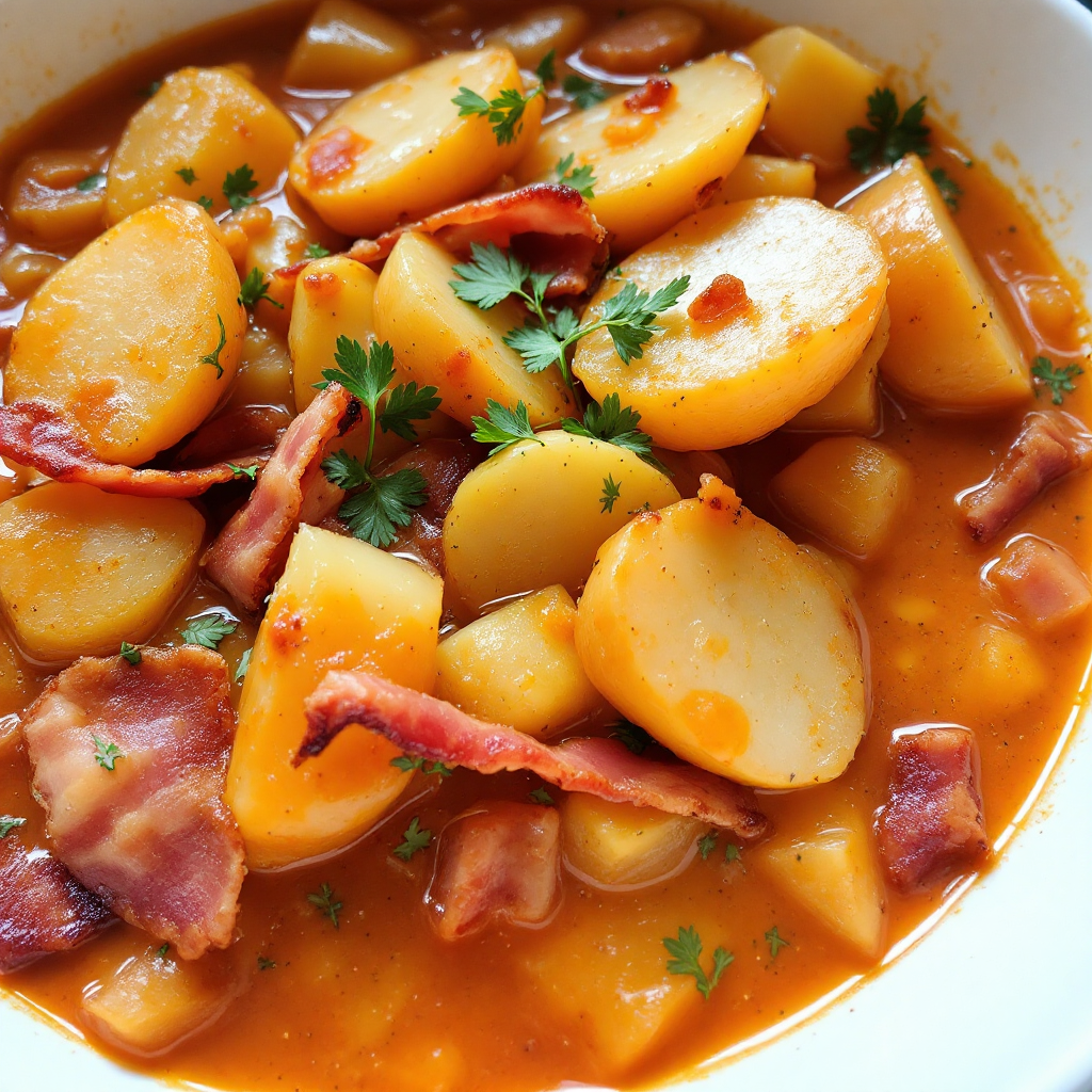 Pommes de Terre aux Endives, Lard et Coulis de Tomate au Cookeo