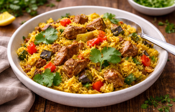 Biryani d’agneau parfumé aux légumes au Cookeo