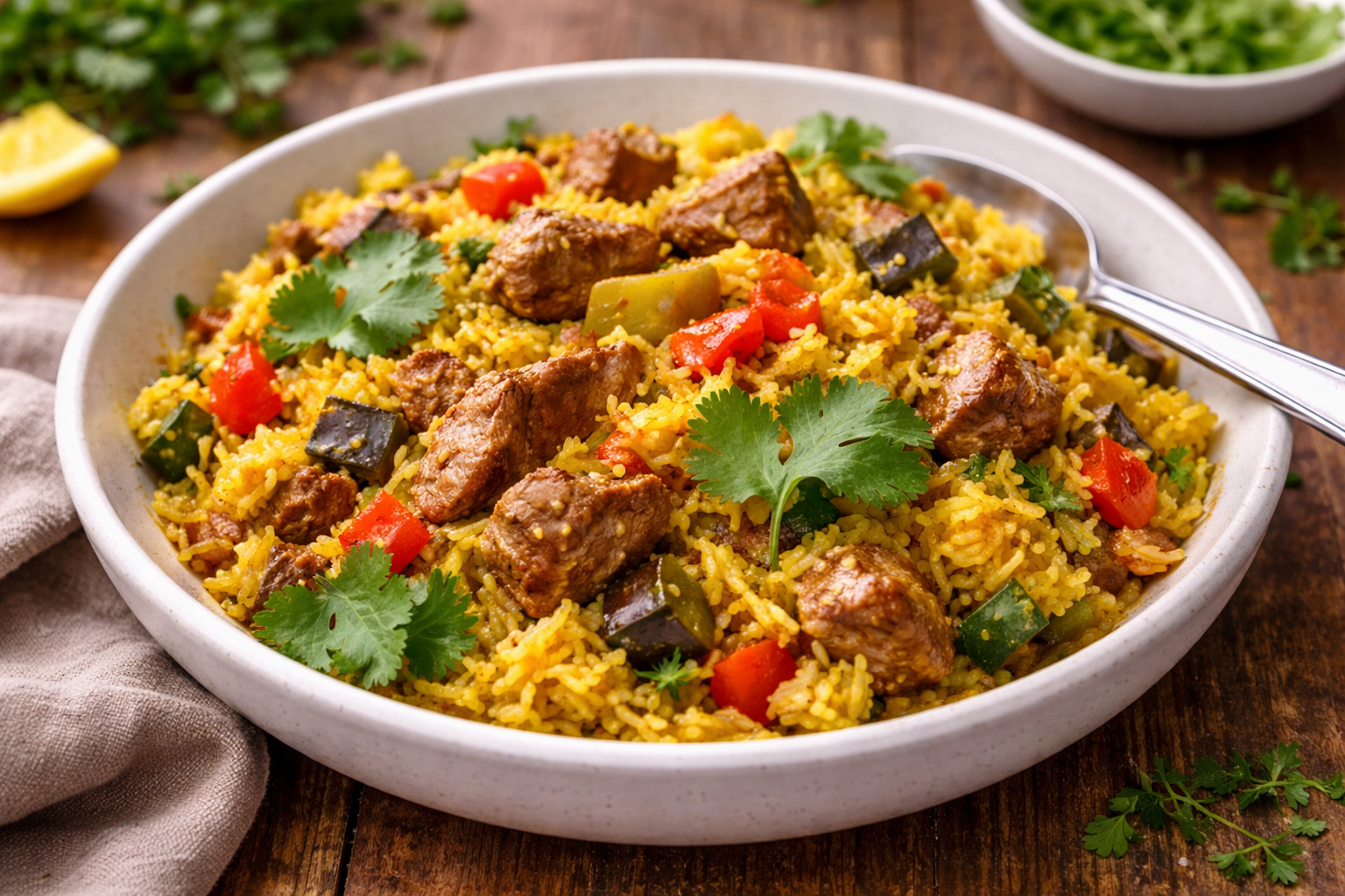 Biryani d’agneau parfumé aux légumes au Cookeo