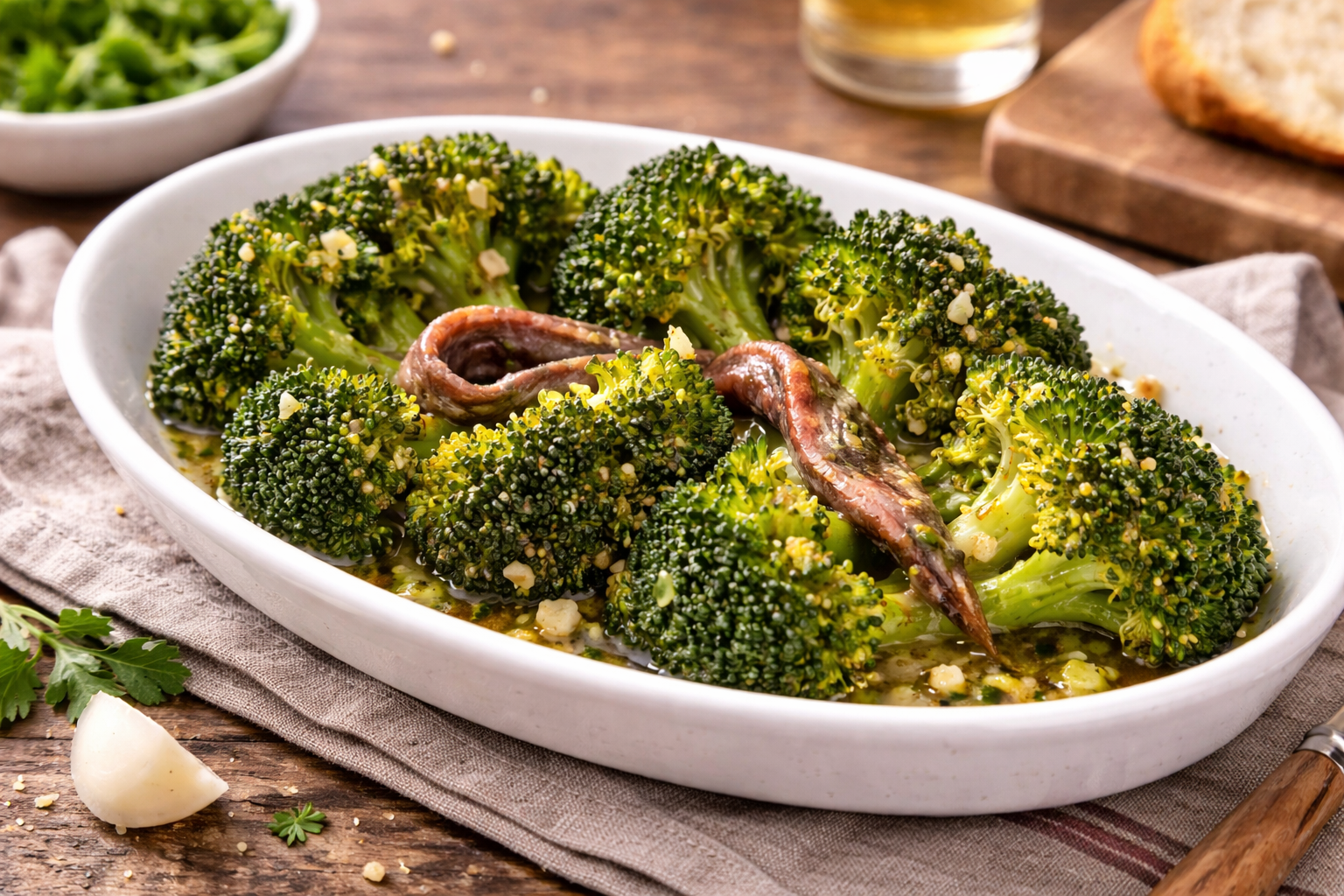 Brocoli fondant aux anchois et beurre d’ail au Cookeo