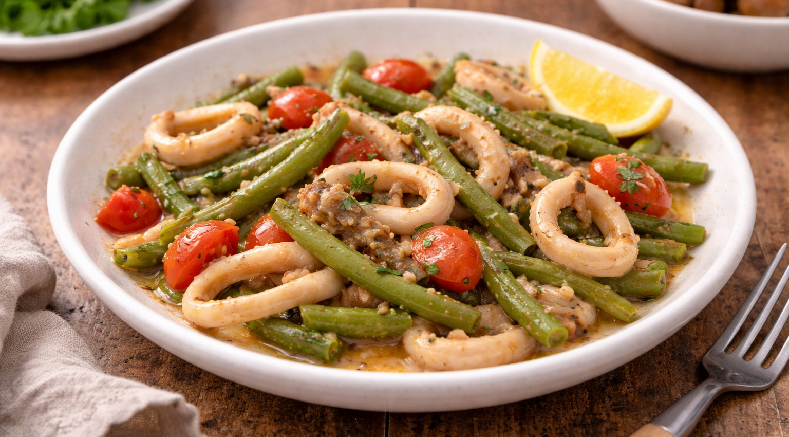 Calamars aux haricots verts façon Cookeo
