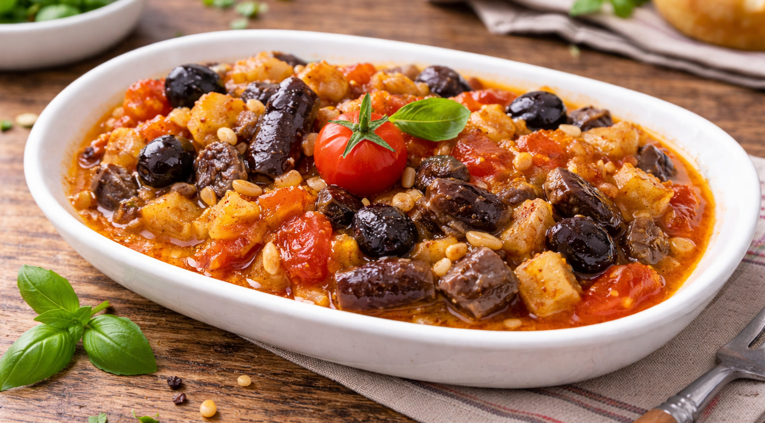 Caponata sicilienne d’aubergines au Cookeo, olives et câpres