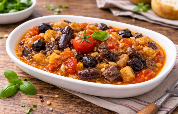 Caponata sicilienne d’aubergines au Cookeo, olives et câpres