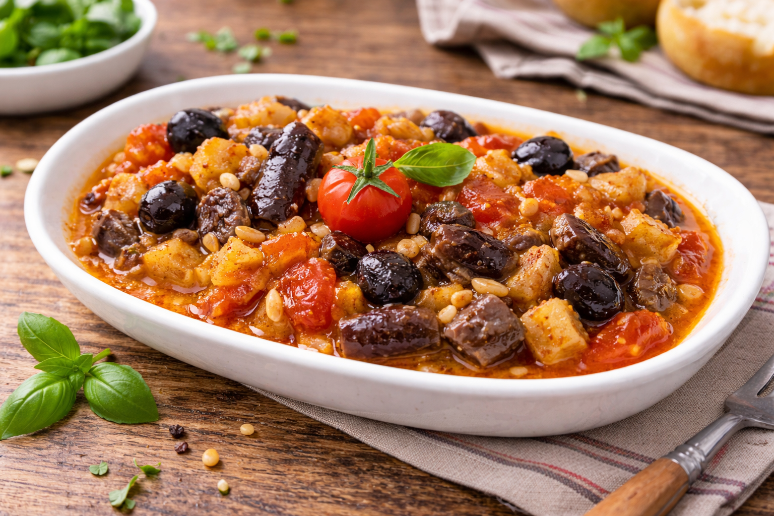 Caponata sicilienne d’aubergines au Cookeo, olives et câpres