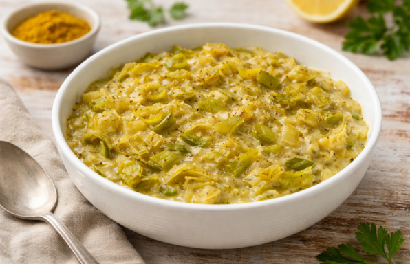 Fondue de poireaux coco-curry