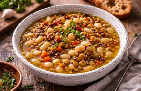 Soupe rustique aux trois légumineuses