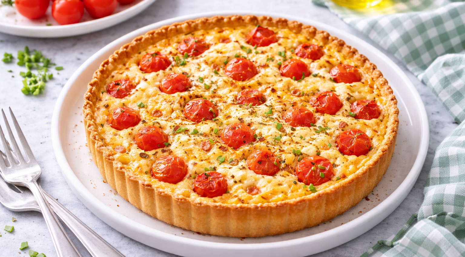 Clafoutis aux tomates cerises et au chèvre au Cookeo (Extra Crisp)