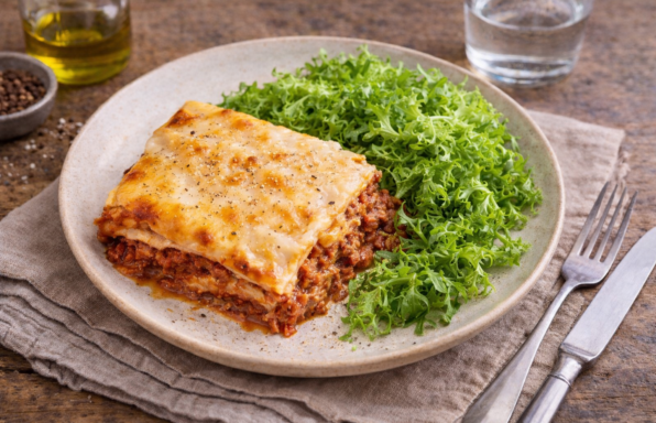 Lasagne à la Bolognaise maison avec l'extra-Crisp