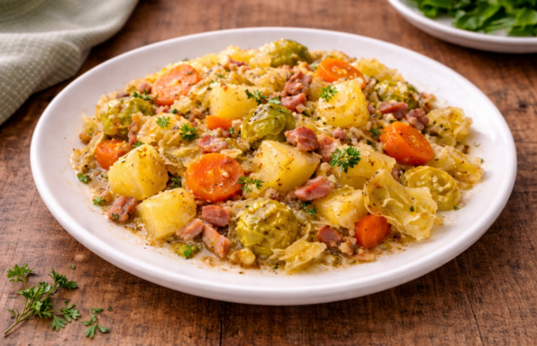 Chou paysan mijoté au vin blanc et lardons au Cookeo