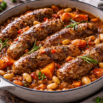 Cocotte express de saucisses, haricots blancs et patates douces au multicuiseur Moulinex