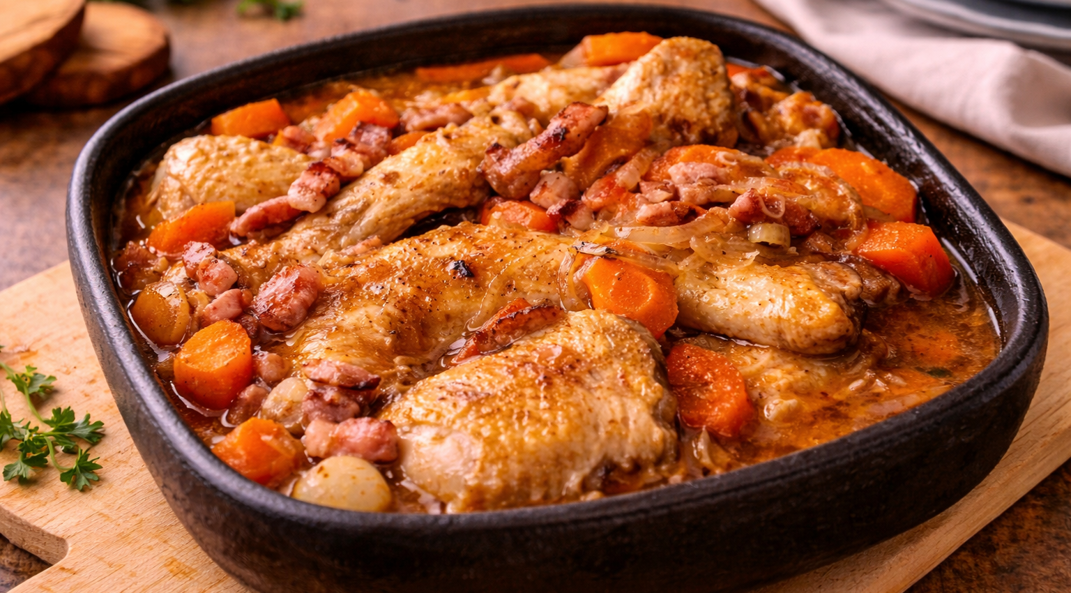 Coq fondant mijoté à la bière brune au Cookeo