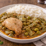 Cuisses de poulet colombo, haricots plats et olives vertes au robot multi-cuiseur Moulinex