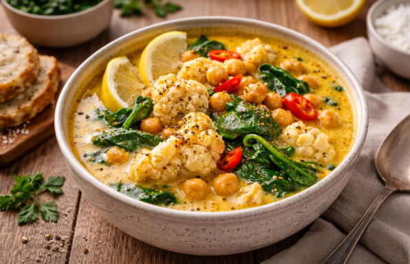 Curry onctueux de chou-fleur & pois chiches au Cookeo